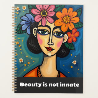 Planner with art design empowering phrase cover