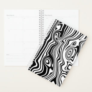 Planner with Black and White Wavy Stripes