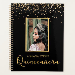 Plannière de Carnet photo en or noir Quinceanera