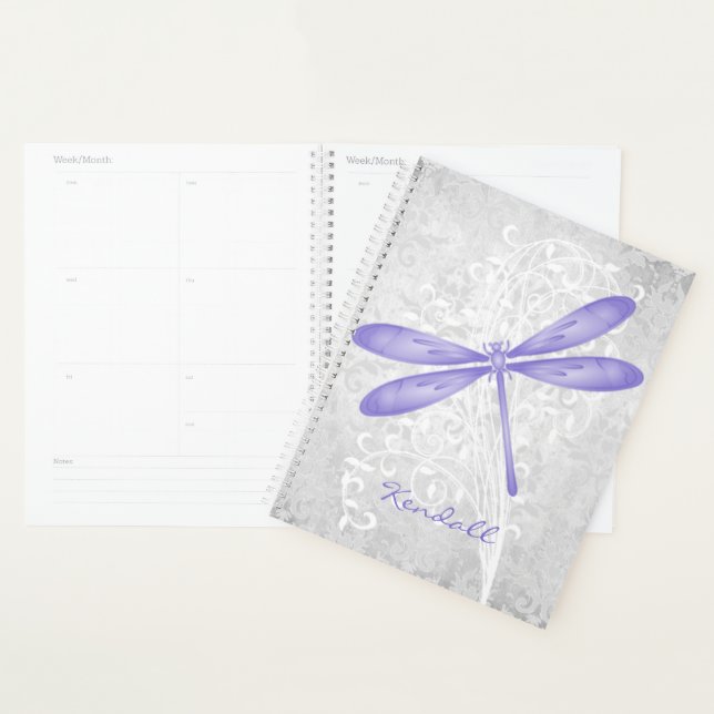 Plannière personnalisée de libellules violettes (Devant avec enveloppe)