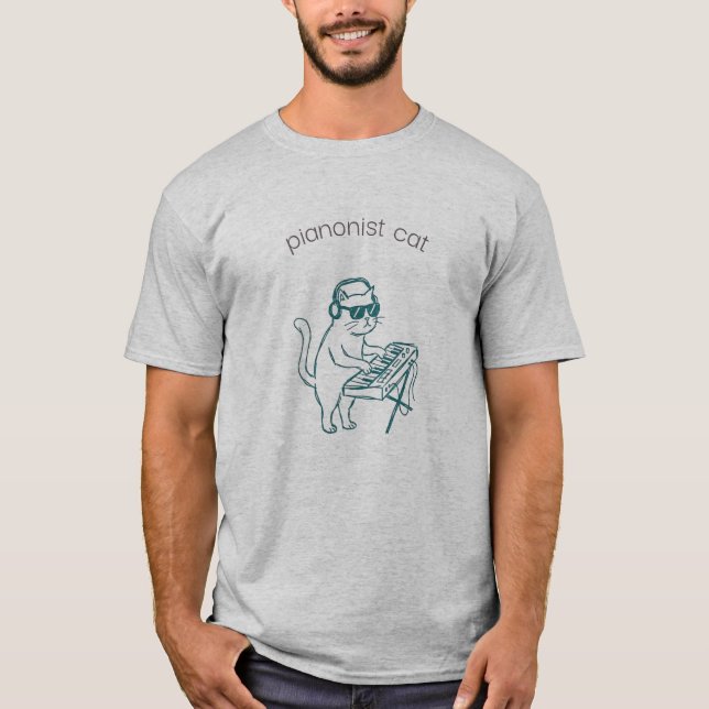planonist cat playing piano aesthetic T-Shirt (Front)