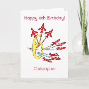 Plans à réaction rouges - Carte d'anniversaire 6 a