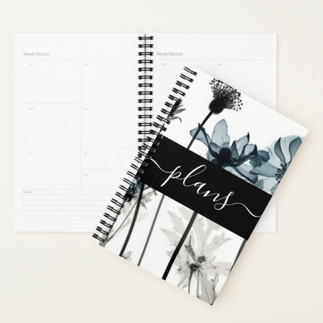 Plans de Mariage de fleurs X-Ray noirs et bleus (Devant avec enveloppe)