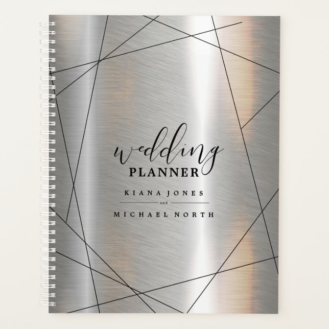 Plans de Mariage géométrique métallique Silver/Blk (Devant)