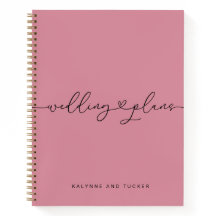 Plans de mariage rose mauve joli cahier coeur