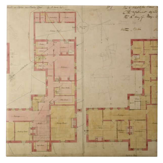 Plans for the Red House, Bexley Heath, 1859 (pen a Tile (Front)