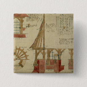 Plans for the Red House, Bexley Heath (pen and ink 2 Inch Square Button
