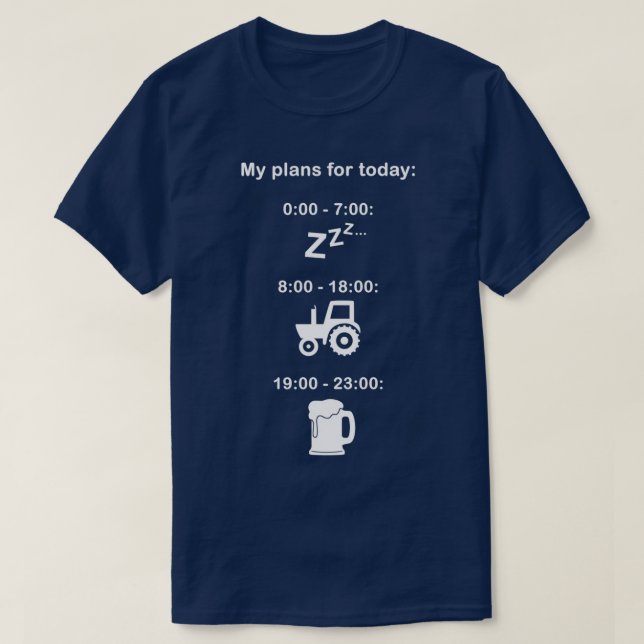 Plans for today White text  T-Shirt (Design Front)