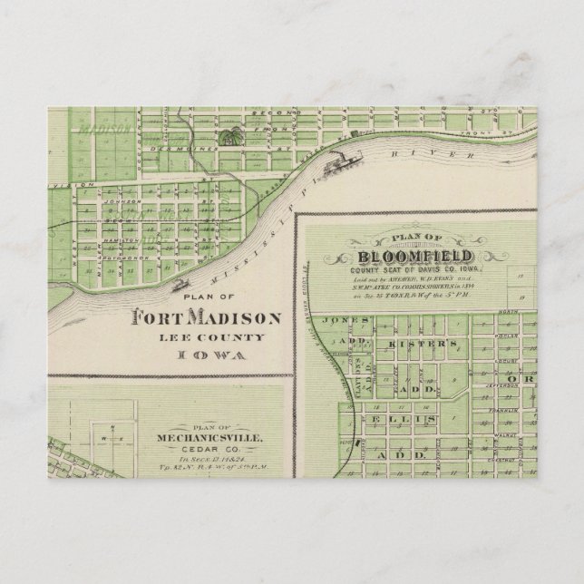 Plans of Fort Madison Postcard (Front)