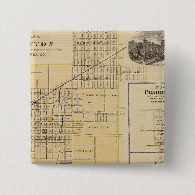 Plans of Newton, Prairie City 2 Inch Square Button (Front)