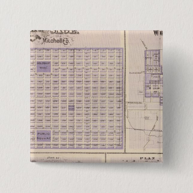 Plans of Osage, West Union 2 Inch Square Button (Front)