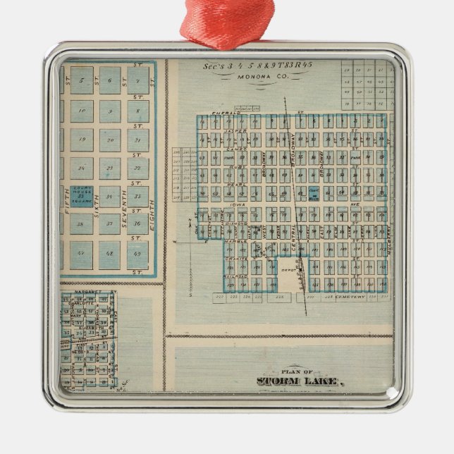 Plans of Sioux Rapids, Onawa, Storm Lake, Newell Metal Ornament (Front)