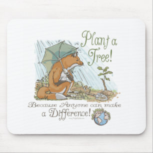 Plant a Tree Earth Day Fox Gear Mouse Pad