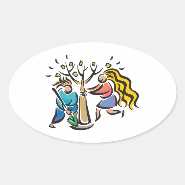 Plant A Tree Oval Sticker (Front)