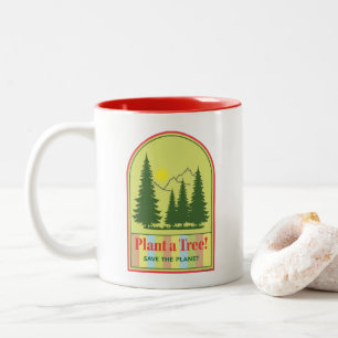 Plant a Tree, Save the Planet, Modern, Cool Two-Tone Coffee Mug