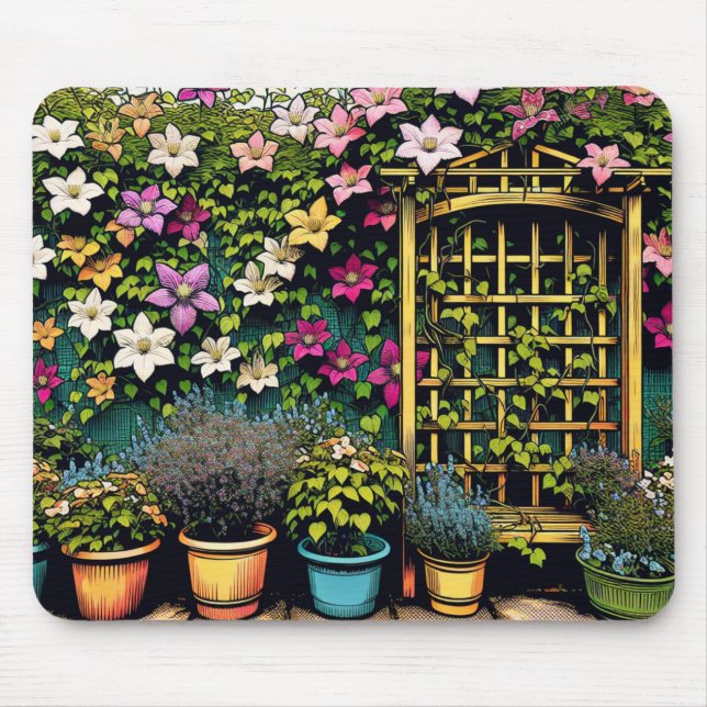 Plant and Gardening Lovers Clematis Trellis Mouse Pad (Front)