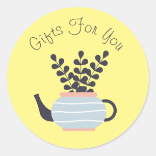 Plant art modern design Gift business branding Classic Round Sticker