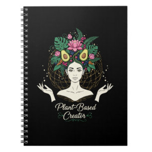 Plant-Based Creator Vegan Goddess Botanical Avocad Notebook