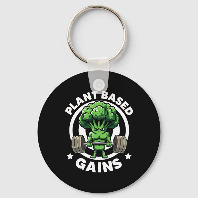 Plant Based Gains Vegan Athlete Vegan Gym Vegan Bo Keychain (Front)