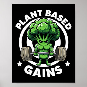 Plant Based Gains Vegan Athlete Vegan Gym Vegan Bo Poster