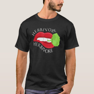 Plant Based Herbivore Red Lips Gnawing On Broccoli T-Shirt