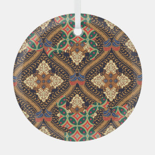 Plant-Based Indonesian Batik: Distinctive Patterns Glass Ornament