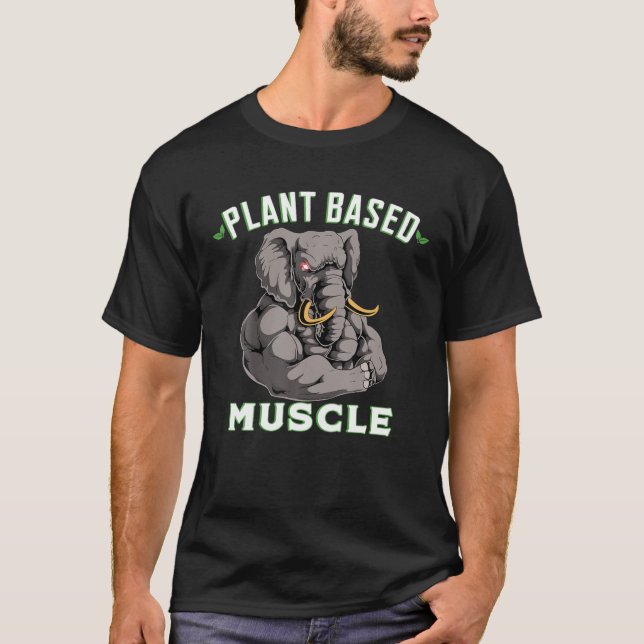 Plant Based Muscles Elephant Powerlifter Workout G T-Shirt (Front)