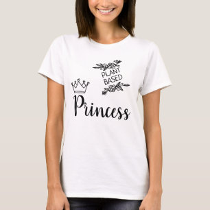 Plant based Princess vegan white floral with crown T-Shirt