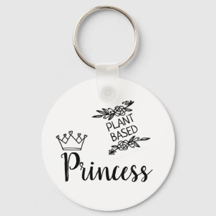 Plant based princess vegan with crown floral keychain