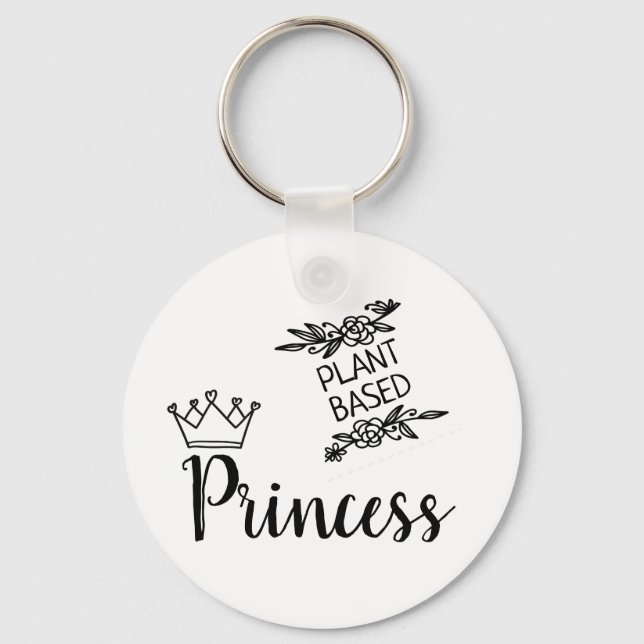 Plant based princess vegan with crown floral keychain (Front)