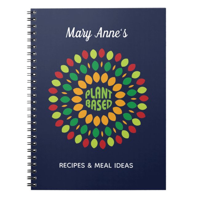 Plant Based Recipes with Leaf Mandala Notebook (Front)