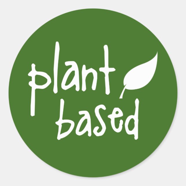 Plant Based with leaf design Classic Round Sticker (Front)
