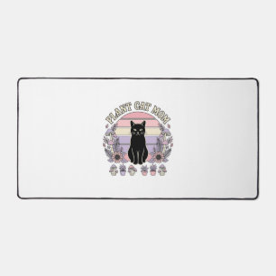 Plant Cat Mom Cat Plants Cottagecore Vintage Vecto Desk Mat