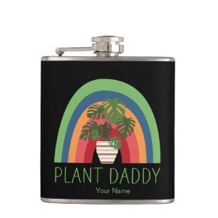 Plant Daddy Boho Rainbow Garden Monstera Leaves Hip Flask
