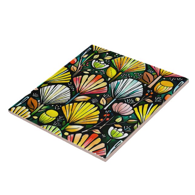 Plant Design Ceramic Tile (Side)