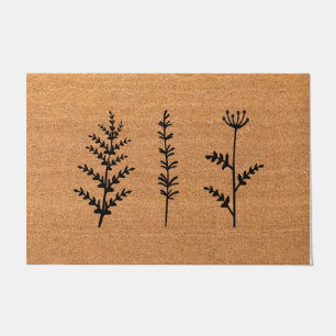 Plant Floral Simple Doormat, Basic Welcome Mat