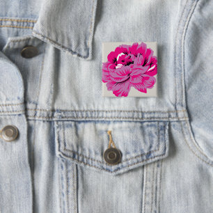 plant, flower, petal, pink, magenta, font, pattern 2 inch square button