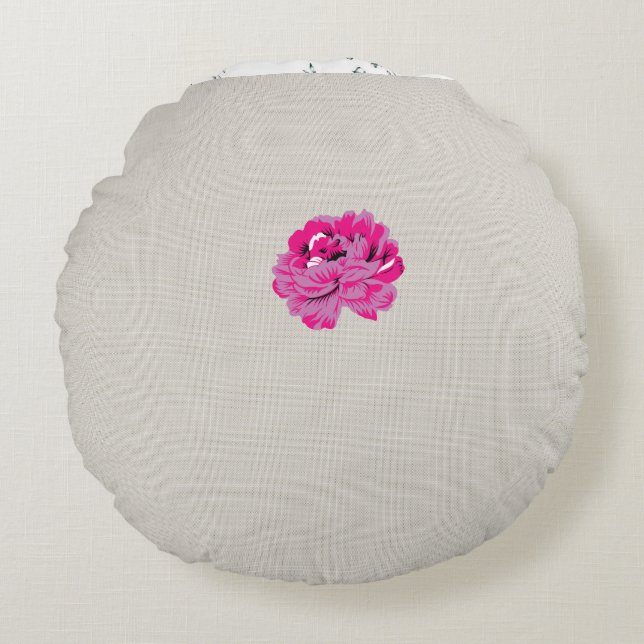 plant, flower, petal, pink, magenta, font, pattern round pillow (Front)