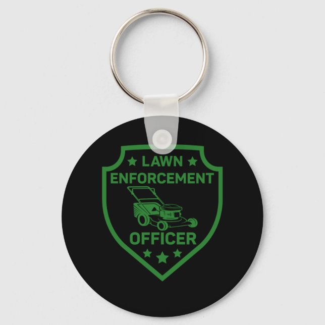 Plant Garden Lawn Enforcement Officer Lawnmower Mo Keychain (Front)