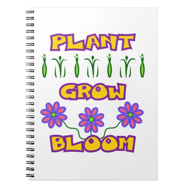 Plant Grow Bloom Quote Pink Flowers Yellow Text Notebook (Front)