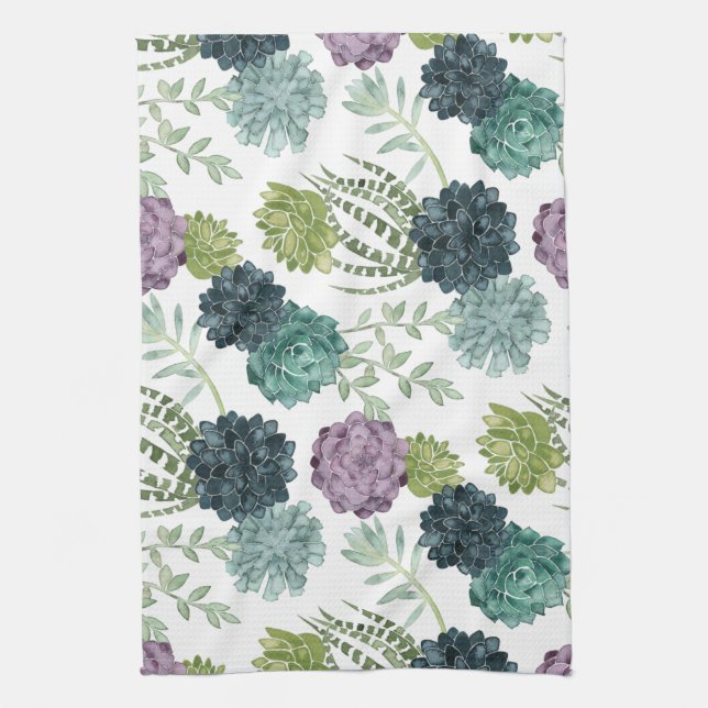Plant Happiness Collection Succulent Pattern Kitchen Towel (Vertical)