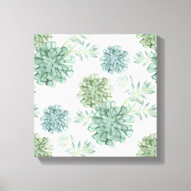 Plant Happiness | Succulent Pattern Canvas Print (Front)