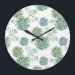 Plant Happiness | Succulent Pattern Large Clock<br><div class="desc">Enjoy this fresh creative succulent pattern design on a product or wallart piece to enhance and add to the world around you. Artist: Grace Popp</div>