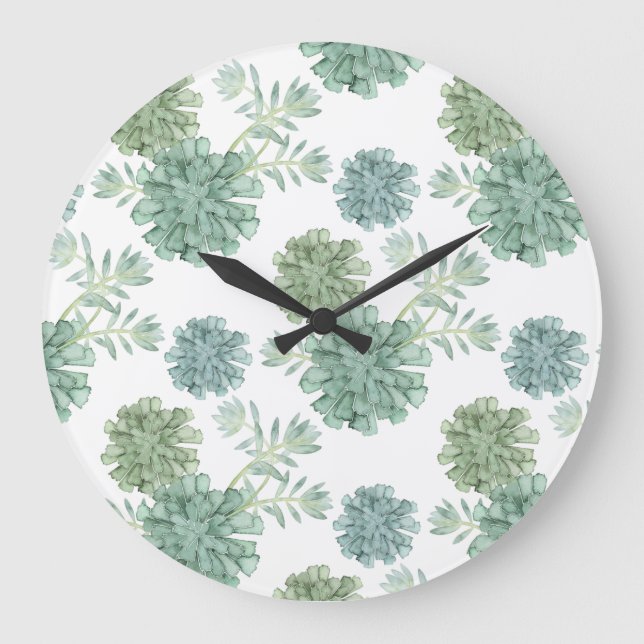 Plant Happiness | Succulent Pattern Large Clock (Front)