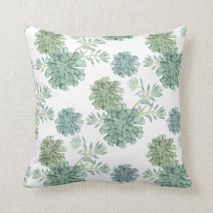 Plant Happiness   Succulent Pattern Throw Pillow