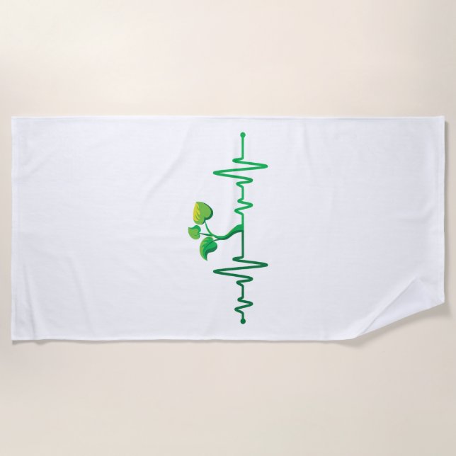 Plant Heartbeat - Botany Botanist Gardening Plant  Beach Towel (Front)