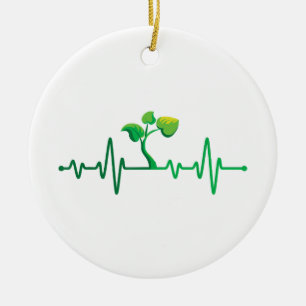 Plant Heartbeat - Botany Botanist Gardening Plant Ceramic Ornament