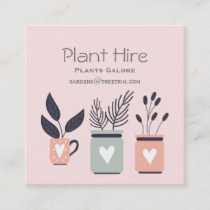 Plant hire modern plants pastel square business card