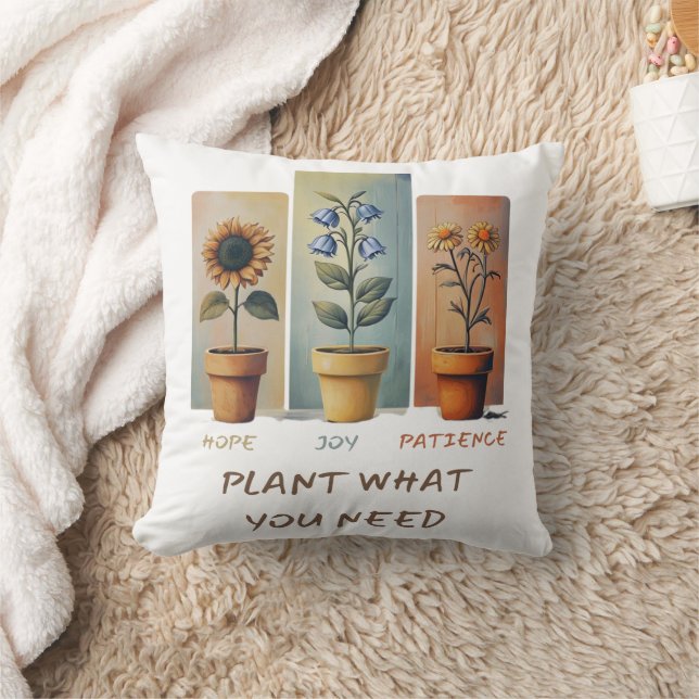 Plant Hope Joy Patience Pillow – Grow Positivity (Blanket)