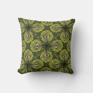 Plant Horror Art - Creepy Cute Green Flower Throw Pillow